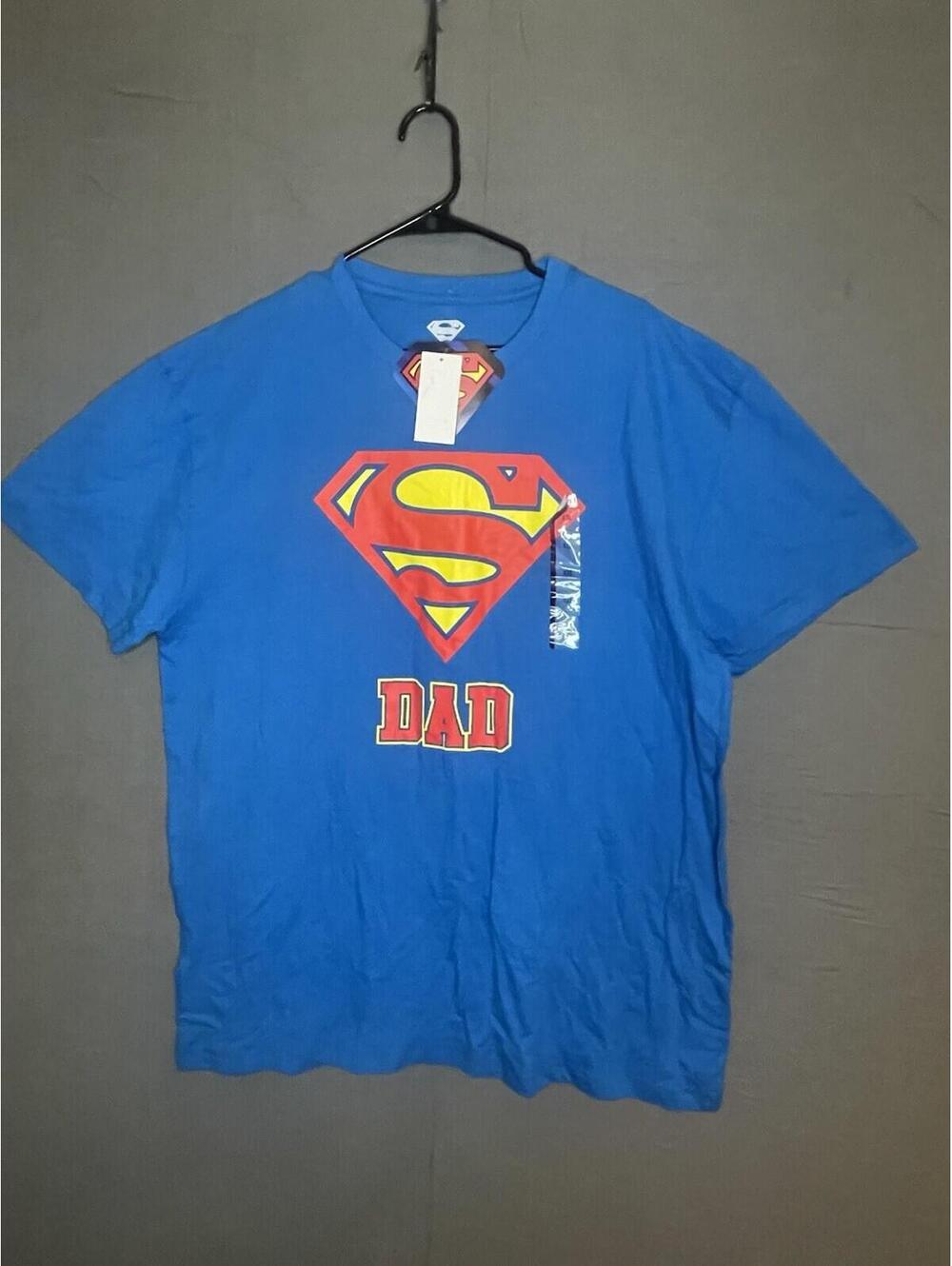 New DC Comics Superman Dad T-Shirt Blue Graphic Tee Father's Day Gift Size2XL